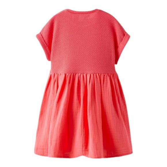 ZARA Kids | Coral Red | COMBINATION EMBROIDERED DRESS - Picture 3 of 6